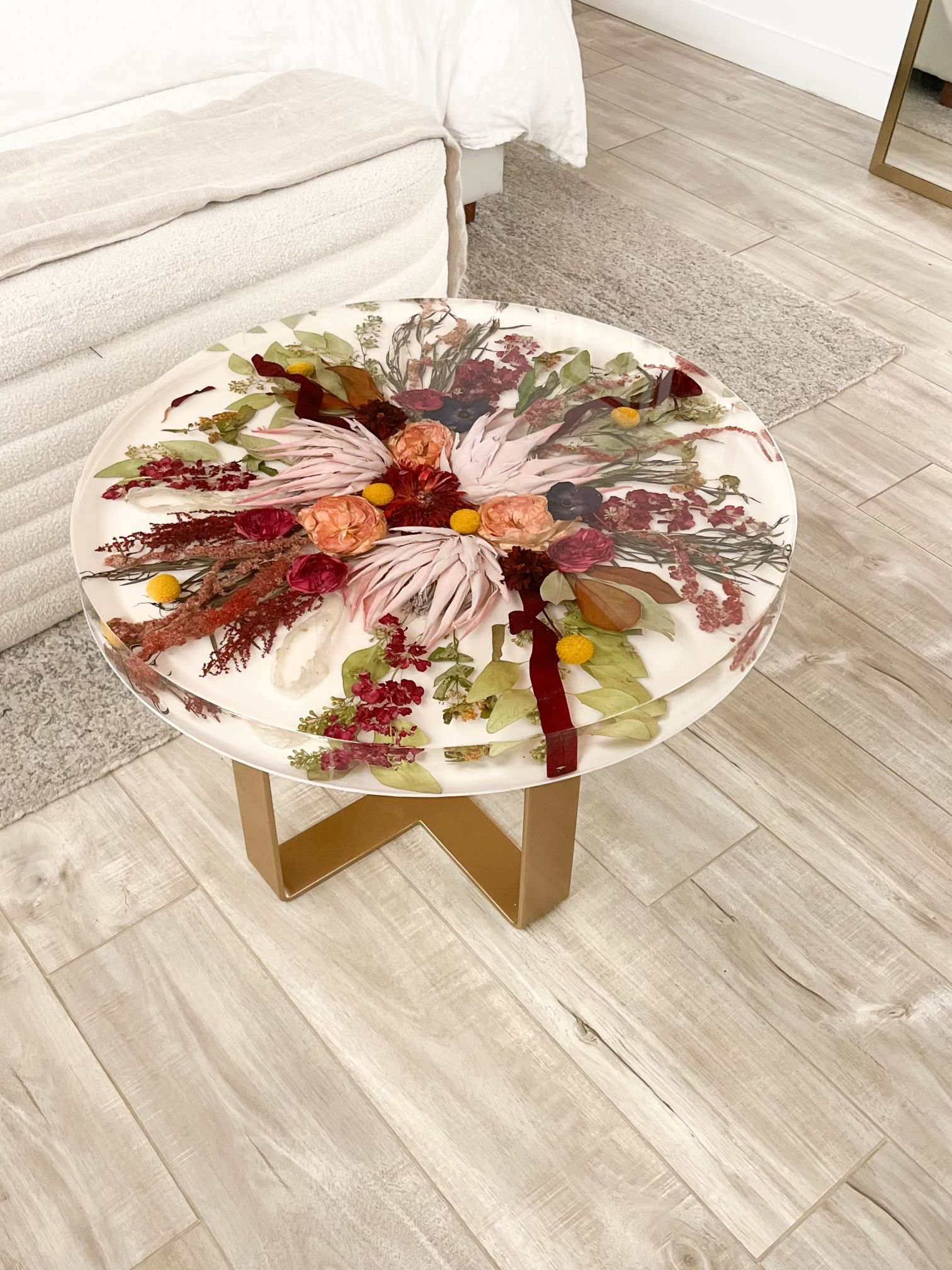 Resin Floral Preservation Coffee Table | Custom Bouquet Furniture