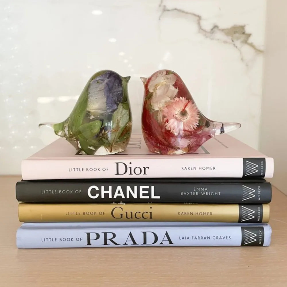 Custom Resin Floral Preservation Bird figurine handcrafted with real wedding bouquet flowers.