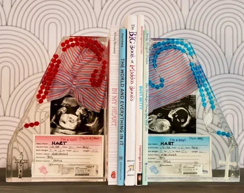 Baby Bloomers Resin Bookends — Personalized Baby Keepsake Set of 2