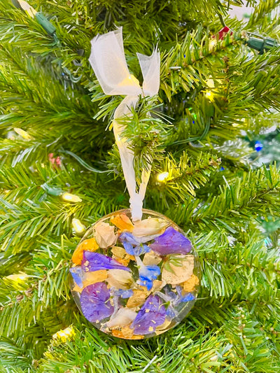 Resin Floral Preservation Christmas Ornament | Wedding Bouquet Holiday Keepsake
