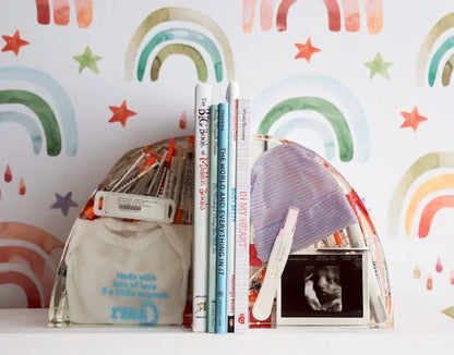 Baby Bloomers Resin Bookends — Personalized Baby Keepsake Set of 2