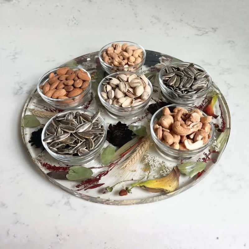 Resin Floral Preservation Party Platter Set | Custom Wedding Serving Display