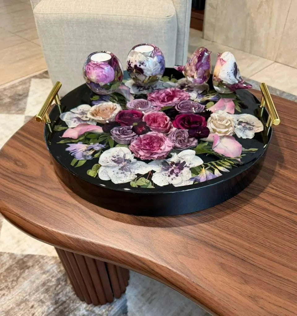 Round Floral Preservation Resin Tray | Wedding Keepsake