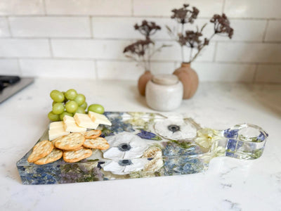 Resin Floral Preservation Charcuterie Board | Custom Wedding Bouquet Serving Block