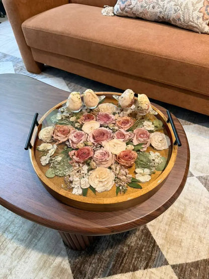 Resin Floral Preservation Round Wood Tray | Custom Bouquet Keepsake