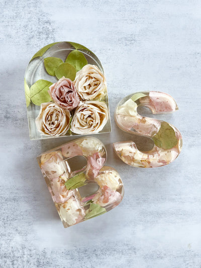 Resin Floral Preservation Initial Letter | Custom Wedding Keepsake