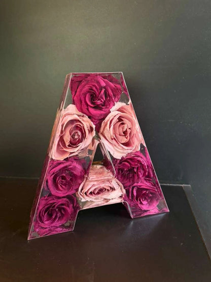 Large Resin Floral Letter – 9" Custom Preserved Wedding Flower Keepsake