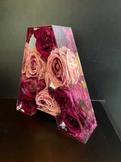 Large Resin Floral Letter – 9" Custom Preserved Wedding Flower Keepsake