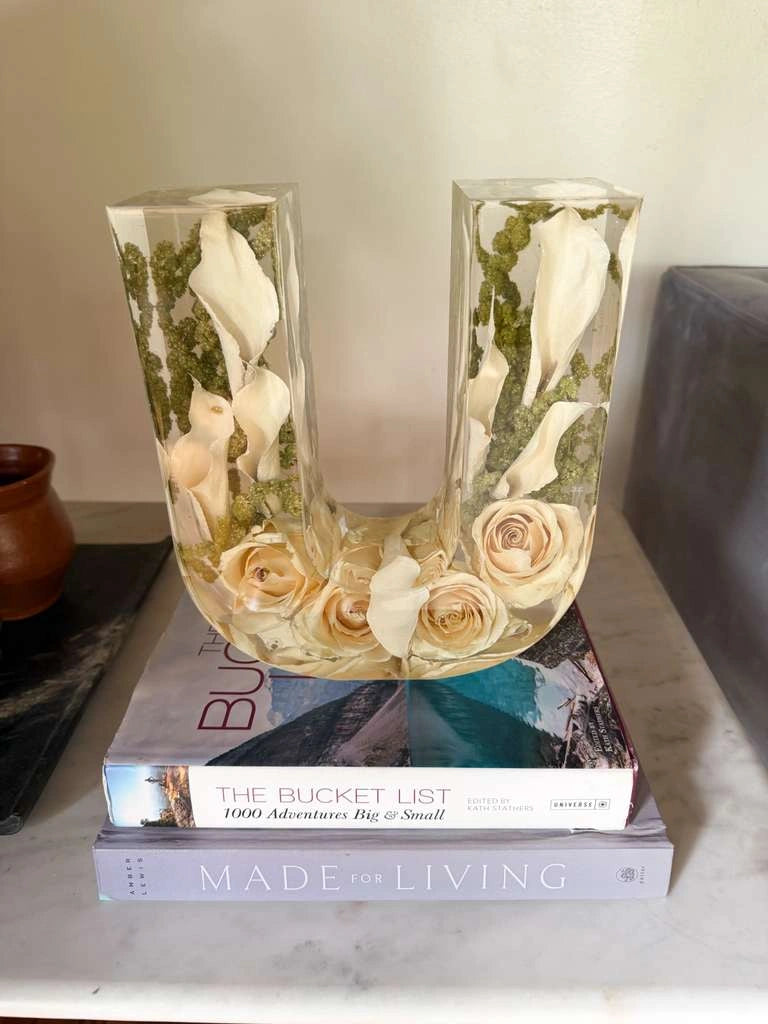 Large Resin Floral Letter – 9" Custom Preserved Wedding Flower Keepsake