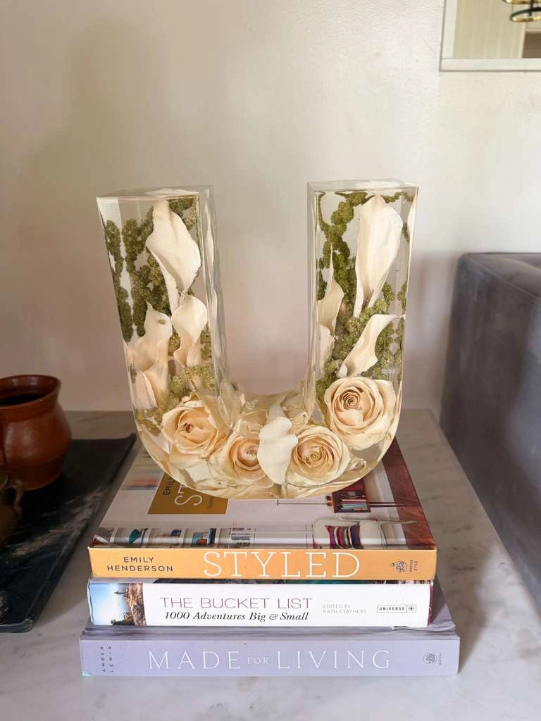 Large Resin Floral Letter – 9" Custom Preserved Wedding Flower Keepsake